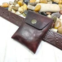 Mini riñonera de cuero genuino para hombre y mujer, cartera con tarjetero para llaves de coche, paquete de funda para licencia de conducir, 6071