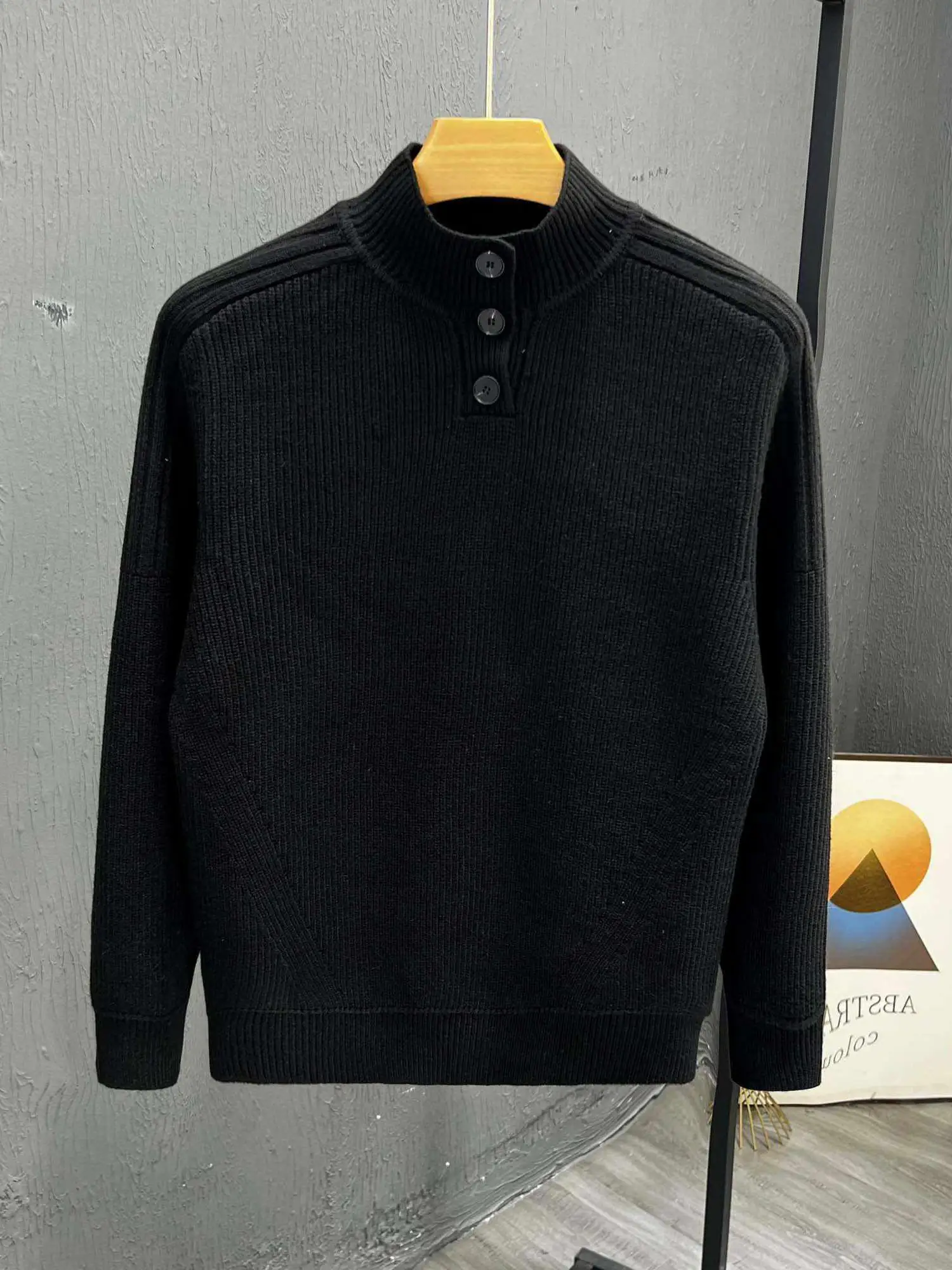 

Men's Faionable Thiened f High Collar Knitwear Autumn Winter Casual Inner Wear Polyester Fiber Long Sve Elastic Pur...