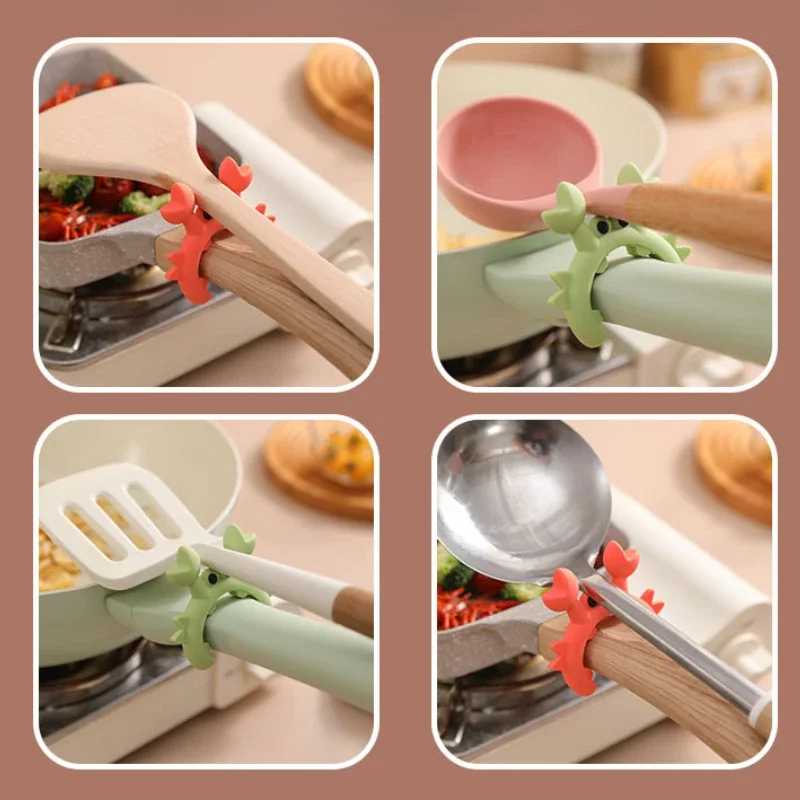 

1PCS Silicone Small Crab Pot shovel Spoon pot lid holder Clip Kitchen Gadget Spatula Holder Anti Scalding Overfl pot holder
