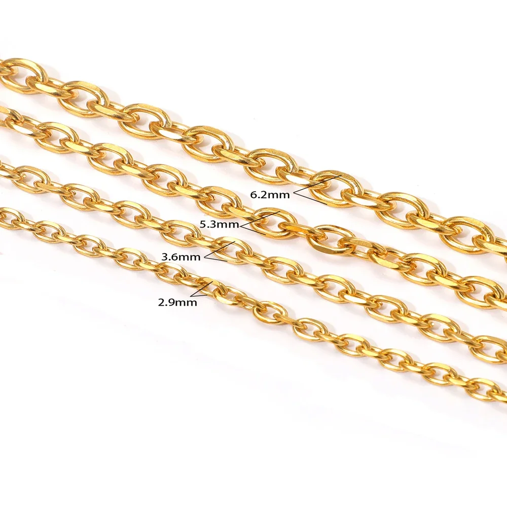 1 Meter Stainless Steel Gold Cross O Link Chains No Fade for DIY Jewelry Findings Bracelet Necklace Earrings Making Wholesale