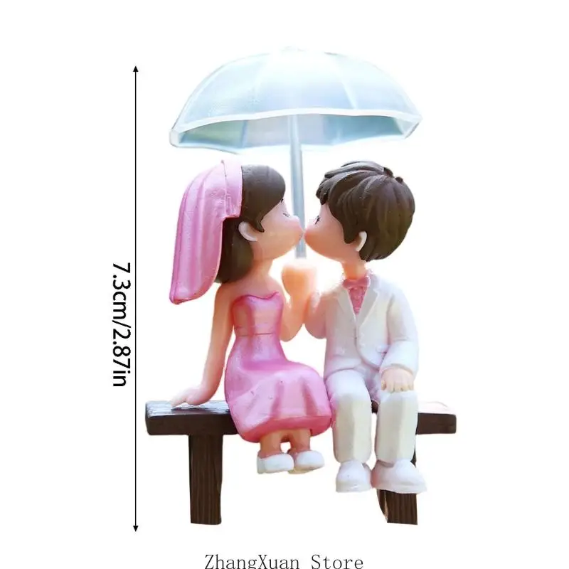 Regenschirm Paar Modell Statue PVC Figur für Schreibtisch Dekoration Kuchen für Hochzeit und Verlobung Party 3XUF – Detail 6