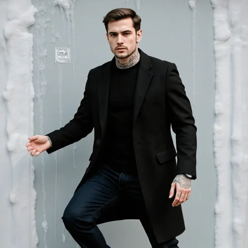 Imagen 2 del producto Chaqueta holgada de mezcla de lana para hombre, abrigo cálido grueso de un solo pecho, ropa de abrigo informal de Color sólido