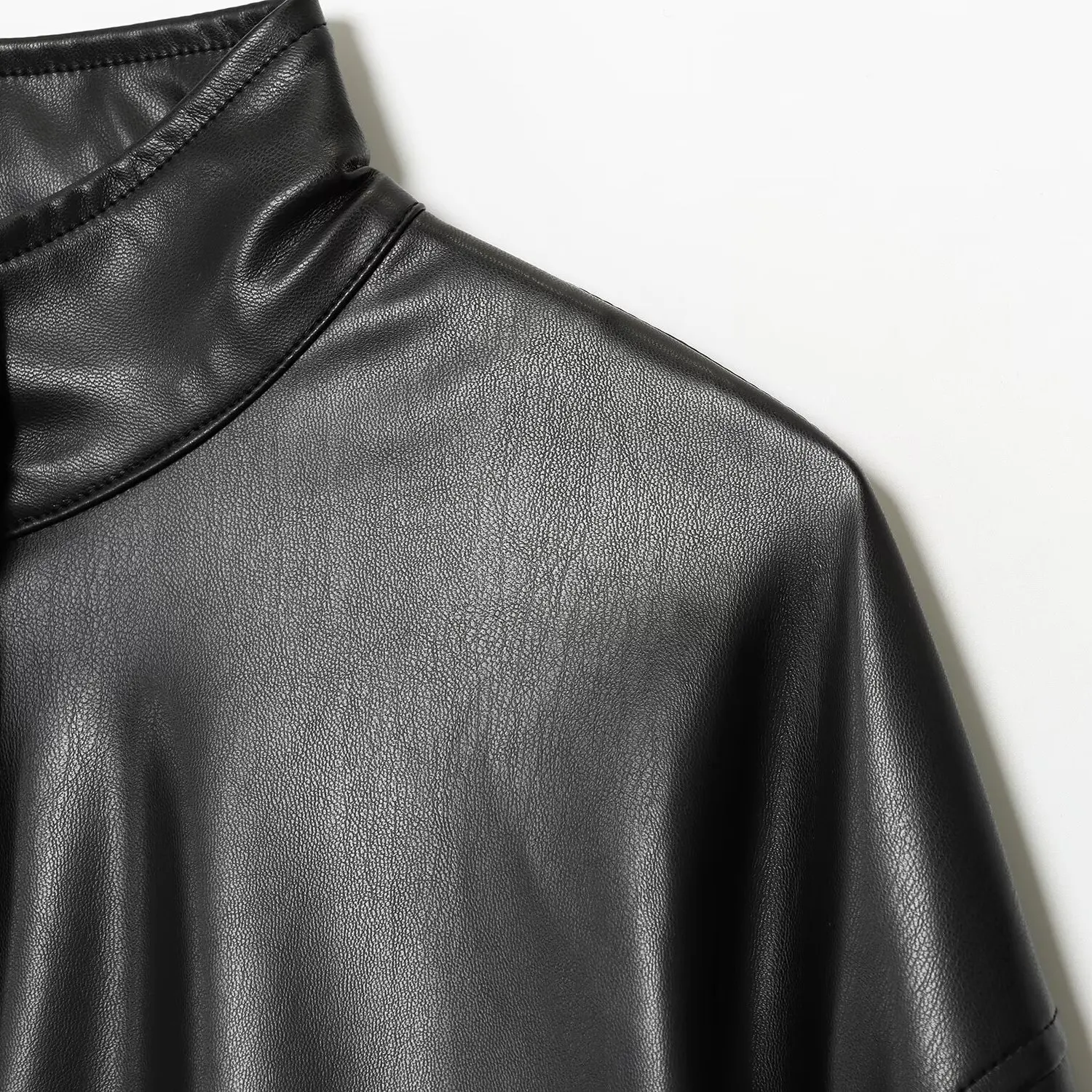 معطف Jaet ذو ياقة عالية من الجلد الصناعي من Faionable معطف JNLEAOG للسيدات لخريف جديد ملابس خارجية من ألياف البوليستر