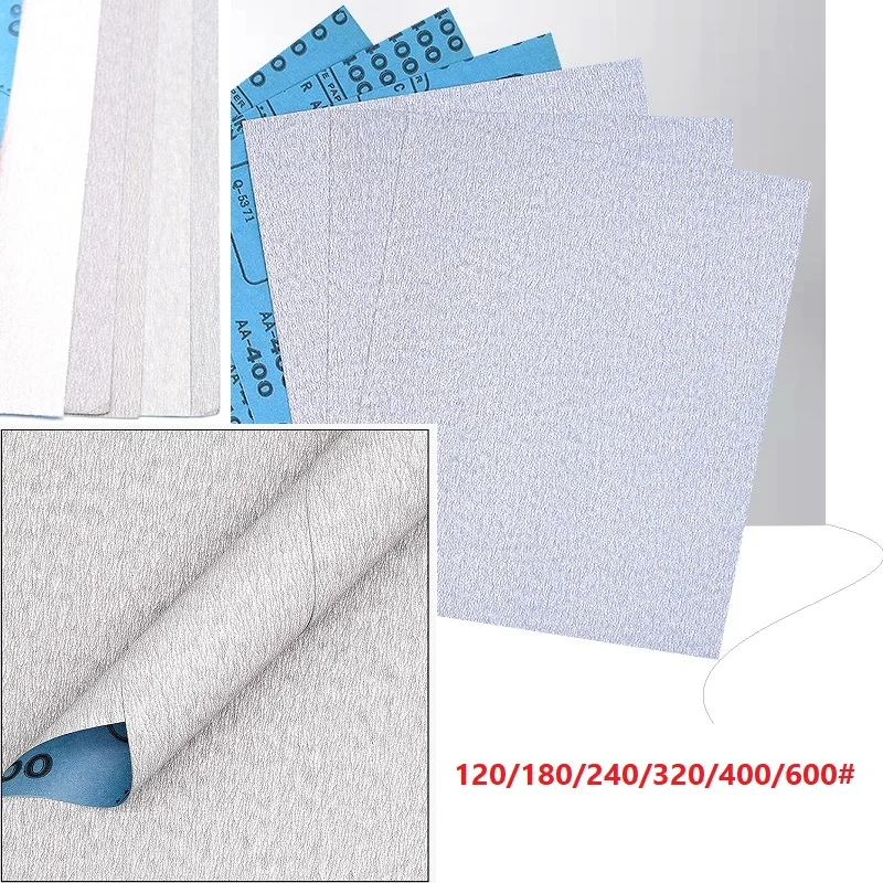 Dry Sandpaper 120 180 240 320 400 600Grits White Sand Paper For Automotive Wood Furniture Metal Electronics Polishing Grinding