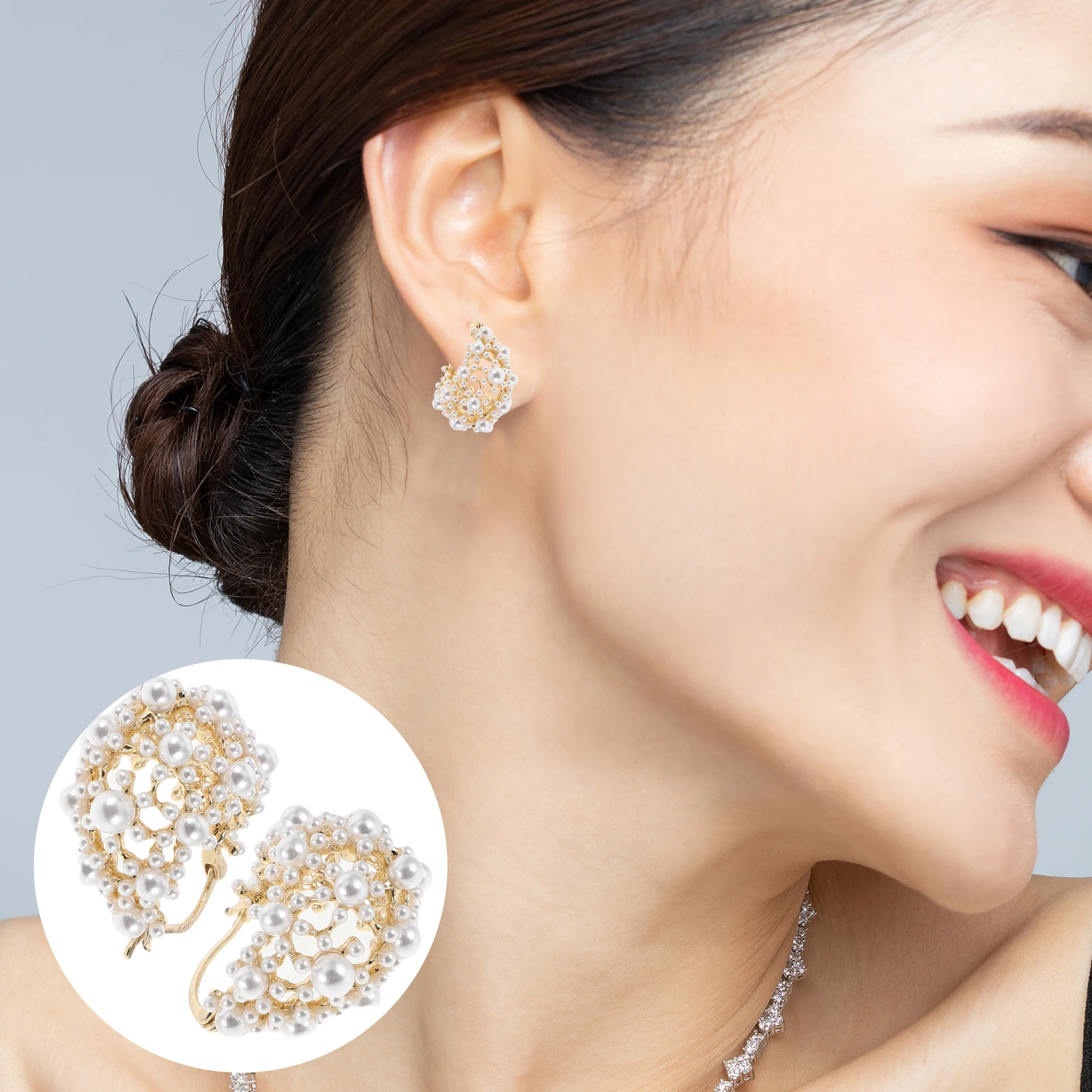 

Hollow Pearl Women Girls French Unique Earrings For Women Hook Vintage Style Unique Lightweight Geometric Design Jewelry
