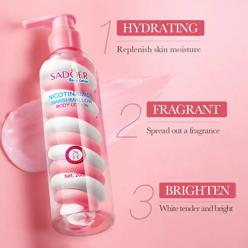 SADOER Niacinamide Marshmallow Body Lotion Whitening Moisturizing Hydrating Flexible and Fresh