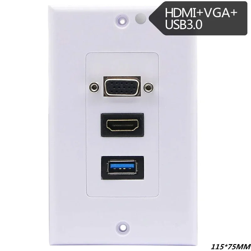 3Port USB 3.0 Usb3.0 Wall Plug Three Port HDMI-compatible Wall Plate Socket HD Usb3.0 VGA D-Sub Wall Mount Panel Outlet Jack