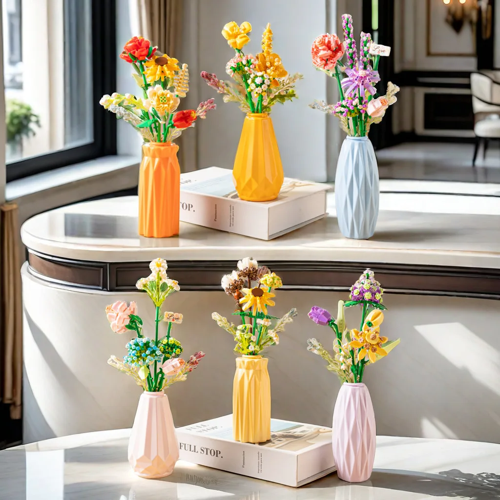 

Bouquet Flower Mini Construction Set Particle Building Block Toys for Kids Boy 9 to 12 Year Old Adults Brick Christmas Gift