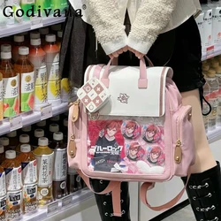 Cute Sweet College Fashionable Itabag Transparent Blue Backpack Large Capacity Commute Shoulder Women's Bag