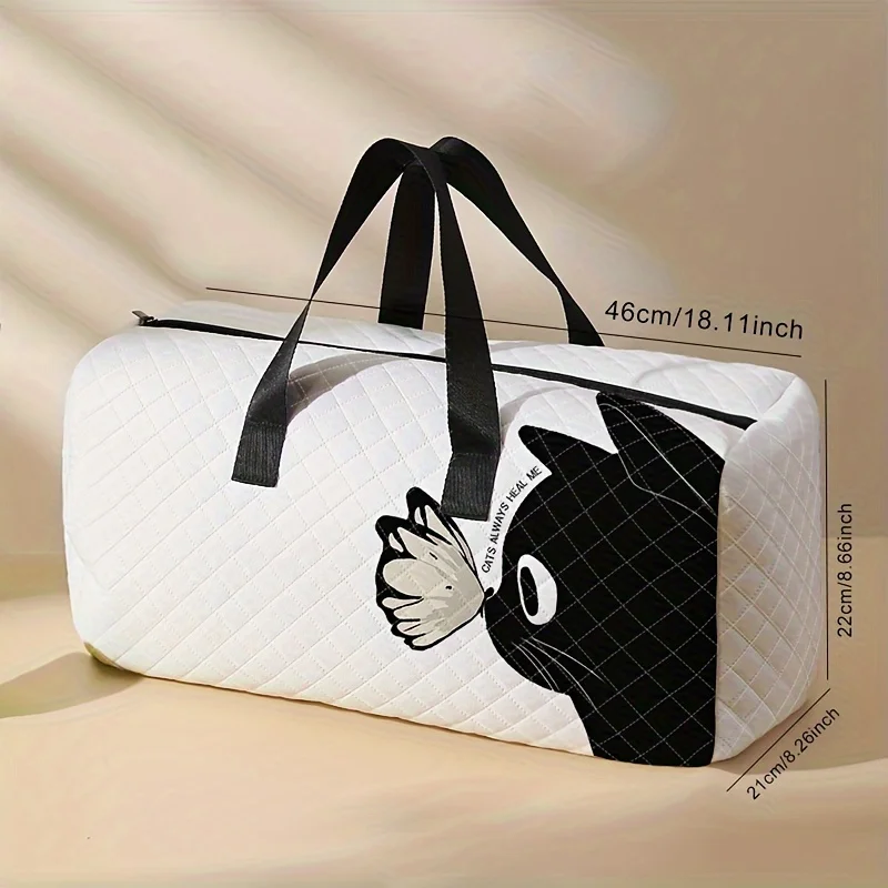 1 pezzo, borsa stampata con motivo a farfalla per gattino, custodia da viaggio di grande capacità in rete di diamanti, borsa da viaggio portatile alla moda
