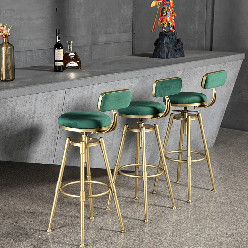 Metal Velvet Bar Chair Kitchen Island Adjustable Lifting Cushions Bar Stool Reception Desk Lounge Sgabello Cucina Alto Furniture