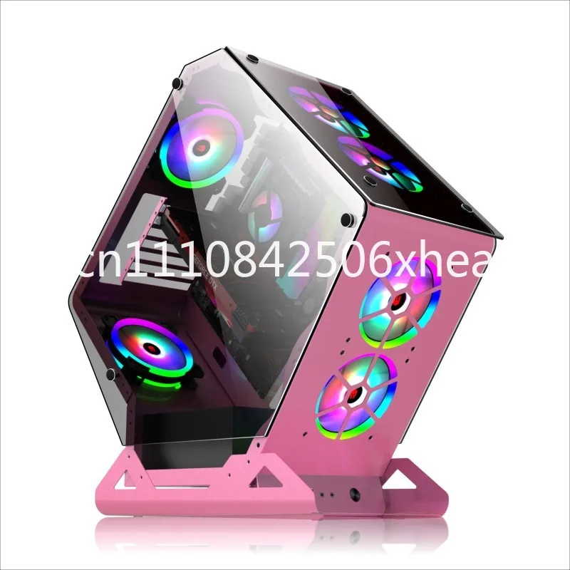 Internet cafe e-sports water-cooled game chassis special-shaped open tempered glass side transparent desktop chassis