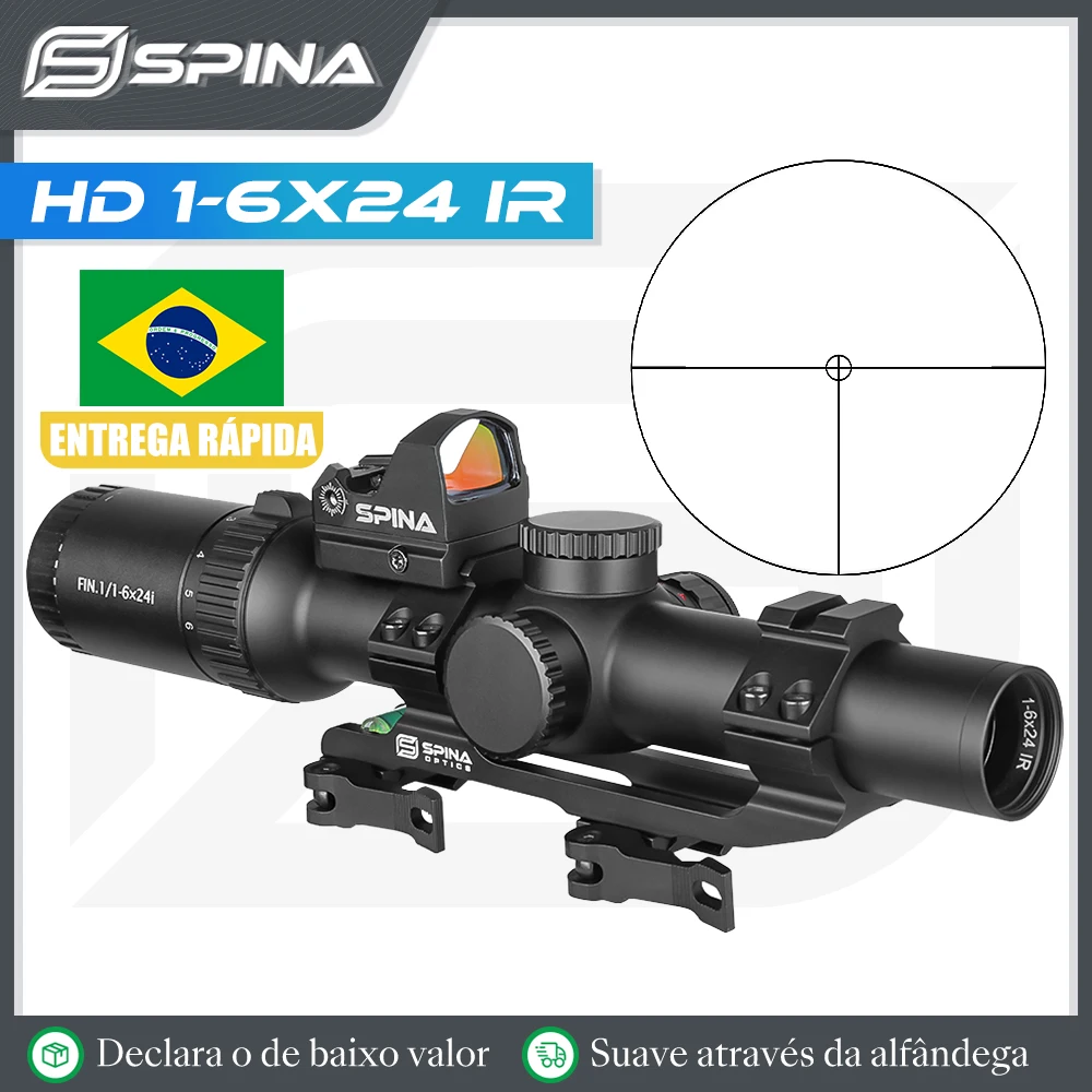 

SPINA OPTICS 1-6X24 LPVO Tactical Riflescope With Red Dot And QD Mount Illuminated Glass Etched Reticle Sight Fit AR15.308.223