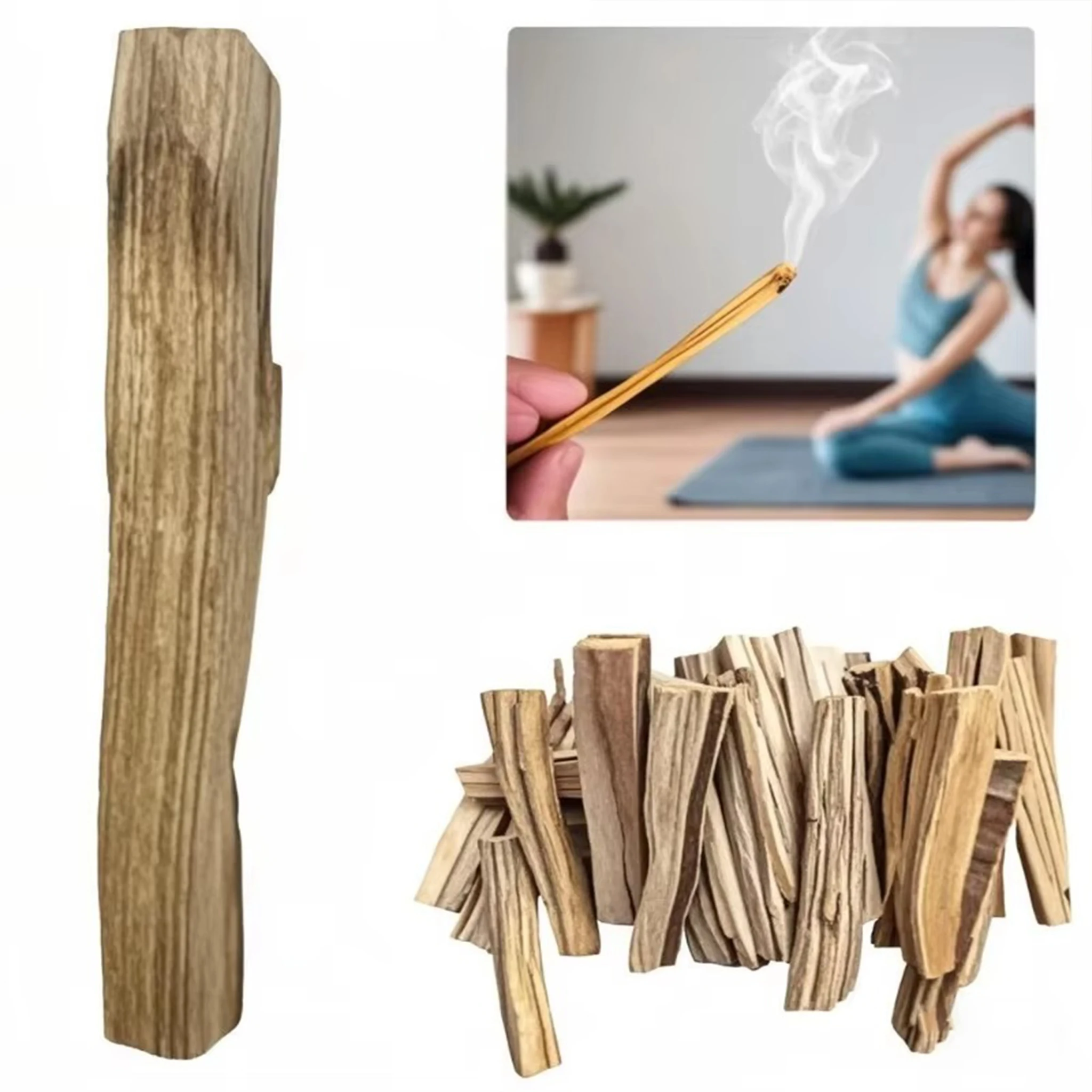 Natural Palo Santo Wood Sticks Aromatherapy Kit with Ceramic Burner Tray for Home Meditation Purification Spiritua Smudging Set