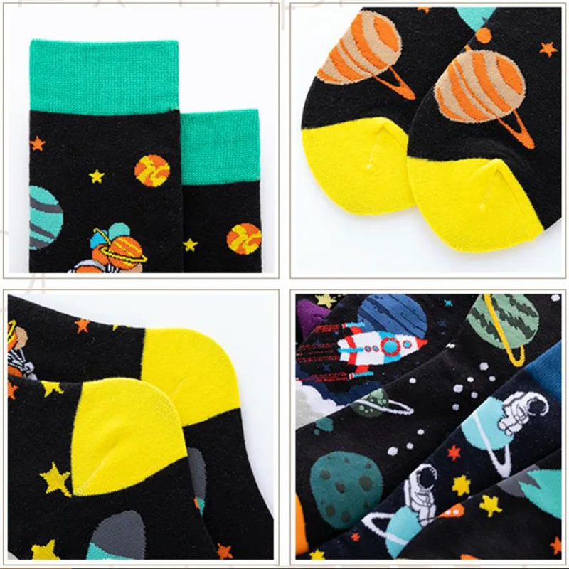 New Autumn and Winter Trendy Mid-calf Socks for Women Cartoon Astronaut Fashion Brand Socks Men\'s Personalized Socks