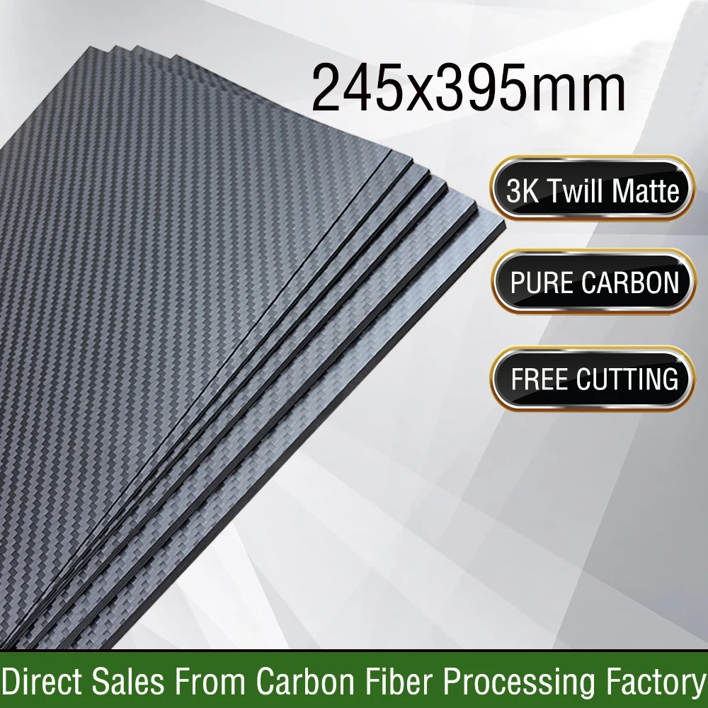 245x395mm Full 3K Carbon Fiber Plate Sheet High Strength Carbon Board Panel Thickness 0.5mm 1.0mm 1.5mm 2mm 2.5mm 3mm 4mm 5mm