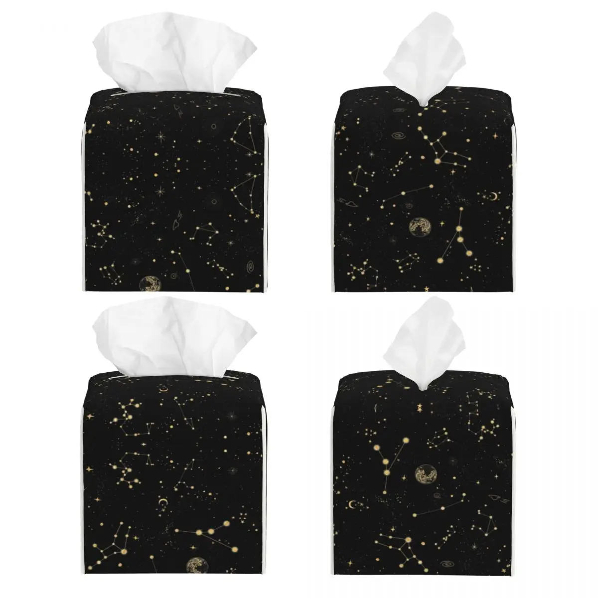 Custom Into The Galaxy Facial Tissue Box Cover Square Space Constellation PU Leather Tissue Box Holder for Car Toilet