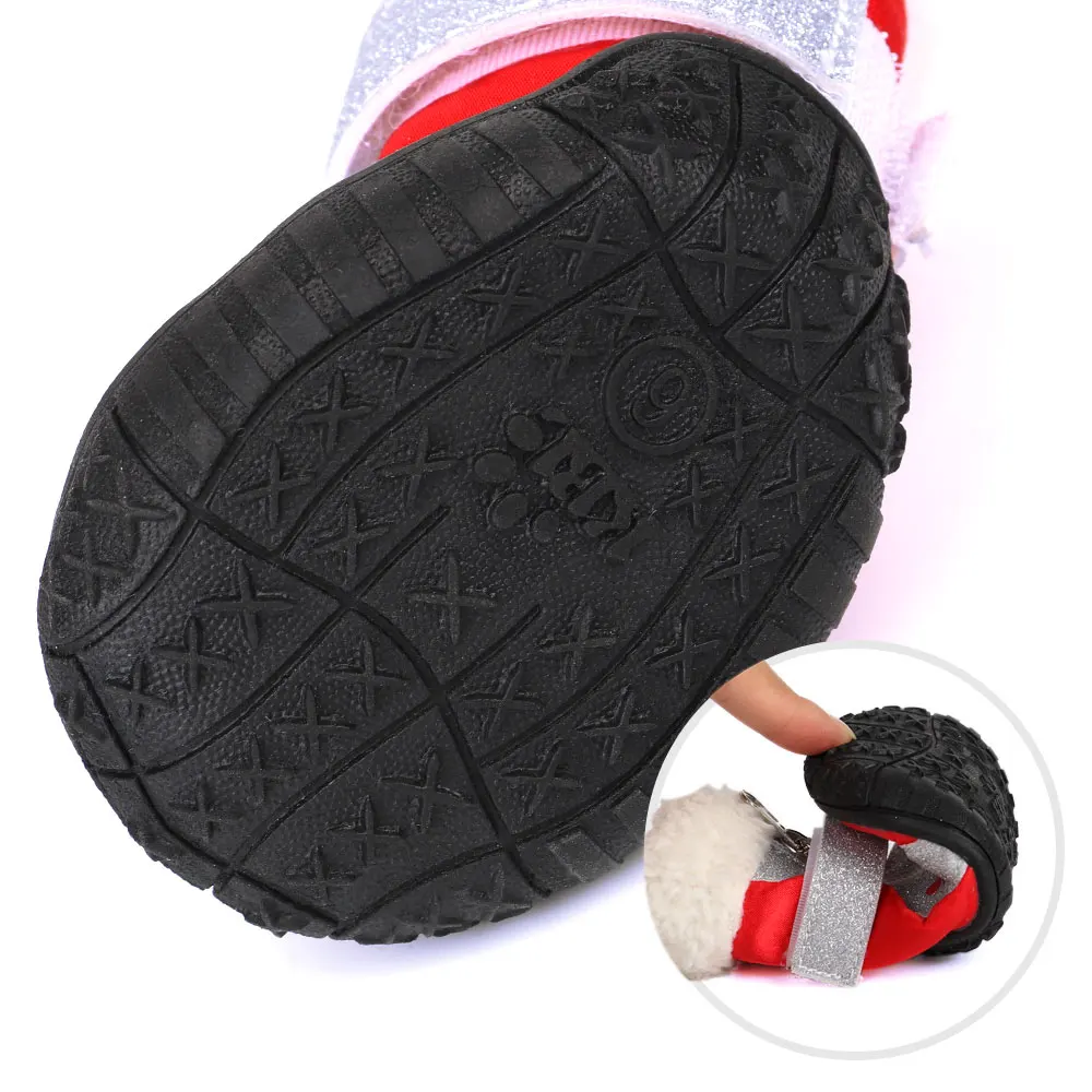 4pcs/set Pet Dog Shoes Winter Warm Dog Boots Snow Rain Pets Booties Anti-slip Socks Footwear For Medium Large Dogs Pet Products