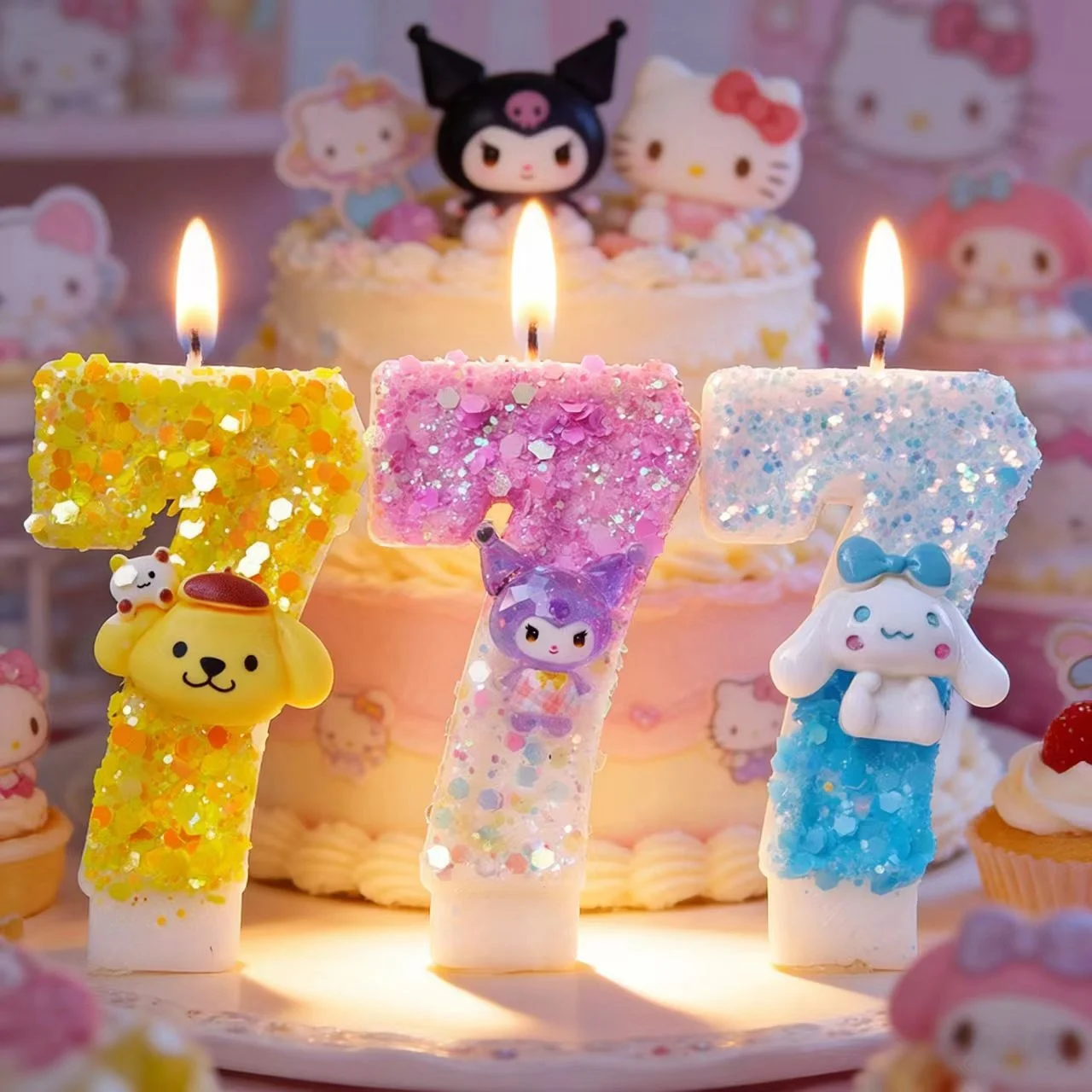 Свечи-цифры 0-9 Kuromi Cinnamoroll для украшения торта на день рождения, декор для вечеринки, топпер для торта, украшение для детского праздника, подарок