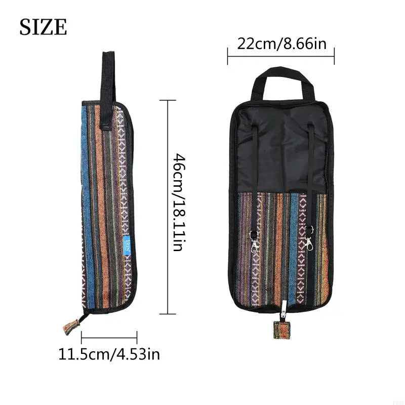 F68F Portable Drumstick Storage Bag Drum Hangings Bag Hangings Drumstick Holder