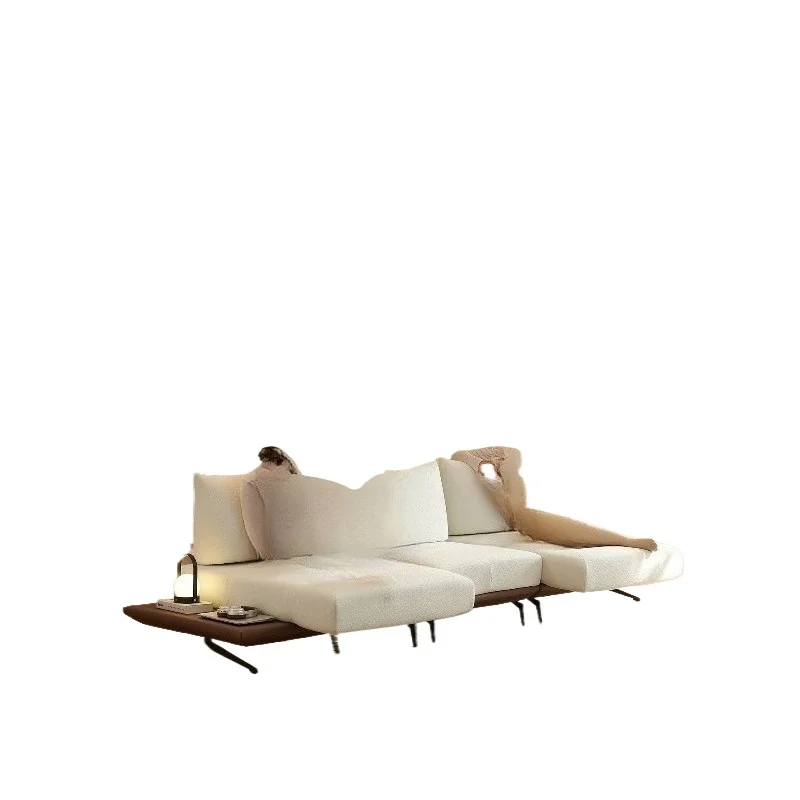 

High-end living room module multi-functional wabi-sabi chenille straight row fabric sofa