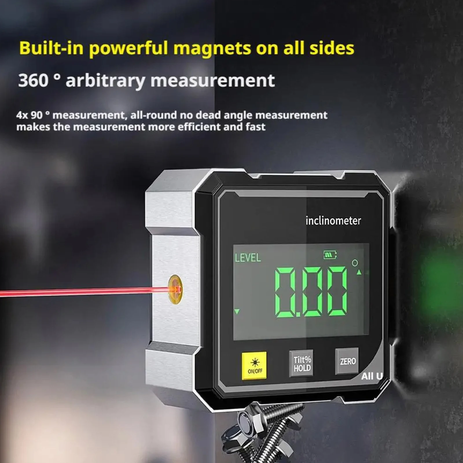 Digital Angle Measure Instrument USB Charging Table Saw Miter Protractor LED Screen Digital Angle Gauge Hanging Level Box