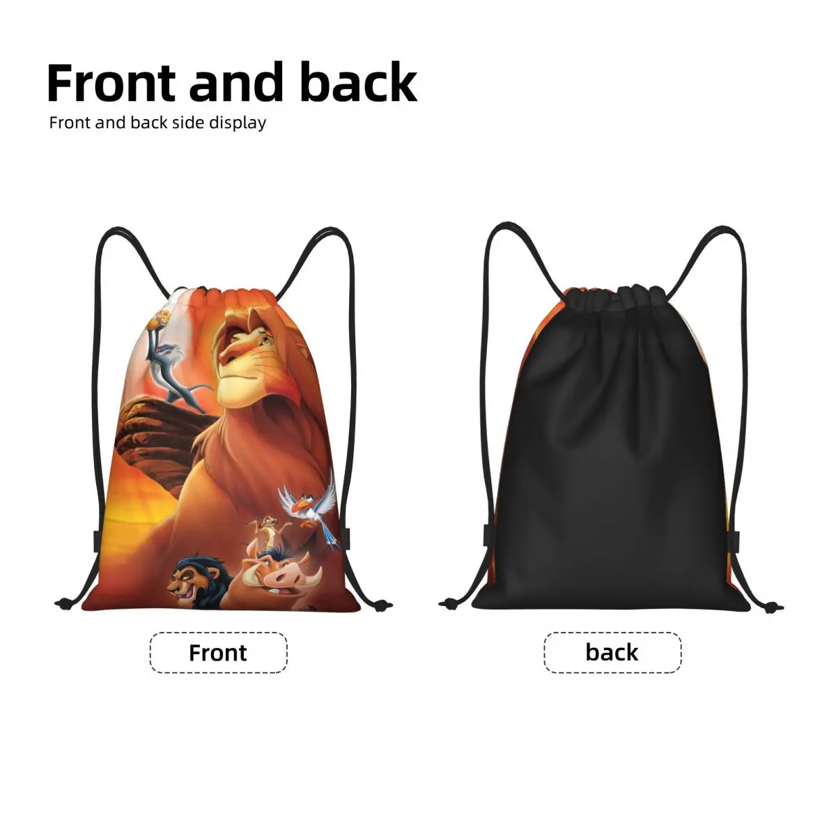 Custom The Lion King Drawstring Bags Men Women Portable Sports Gym Sackpack Training Backpacks