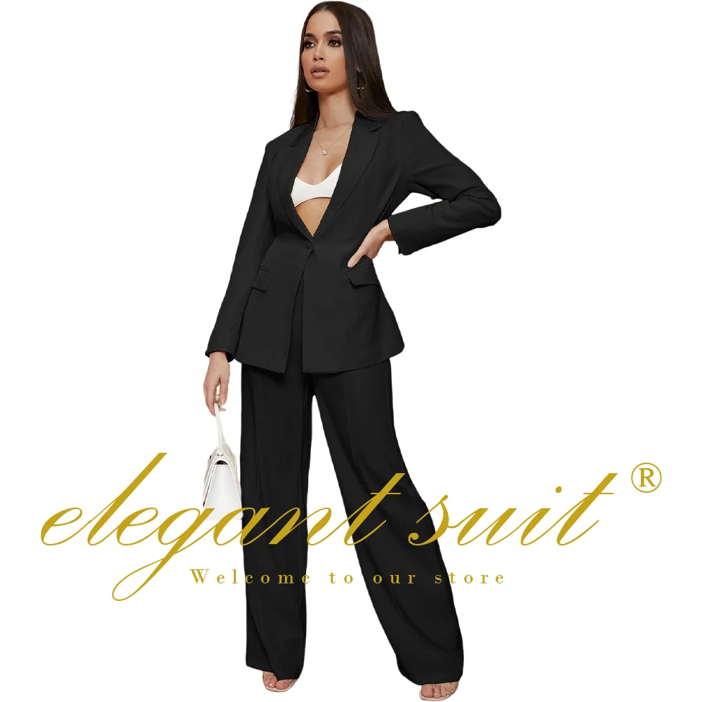 Women's Formal Suit Pants, Lapel Jacket and Pants, Customized Set, Suitable for Office Dance Event, Wedding, 2 Pcs