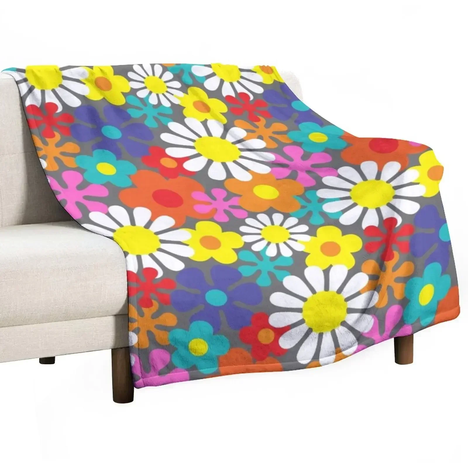 

Funky Hippie Flower Power Pattern Throw Blanket For Sofa Thin Hairys Sofa Throw Blankets