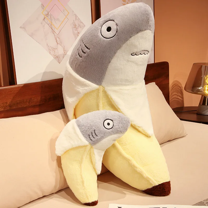 Cute Transform Shark Banana Plush Toy Stuffed Kawaii Shark Doll Animal Pillow Soft Cartoon Cushion Kids Girls Christmas Gift