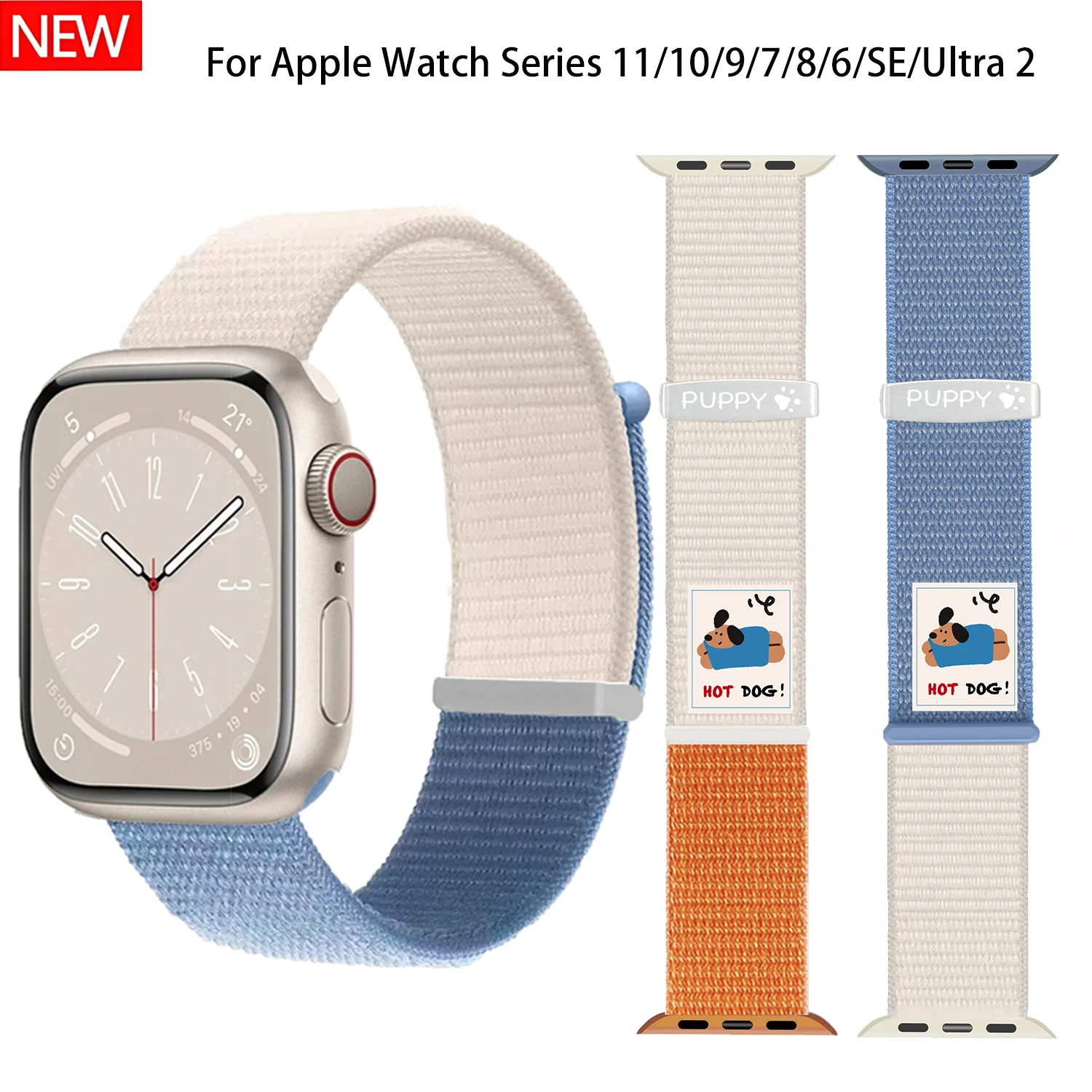 Hochwertiges Nylonarmband für IWatch 46 mm, 45 mm, 44/40 mm, 49/42 mm, niedliches verstellbares Schlaufenband für Apple Watch 11, 10, 9, 8, 7, 6