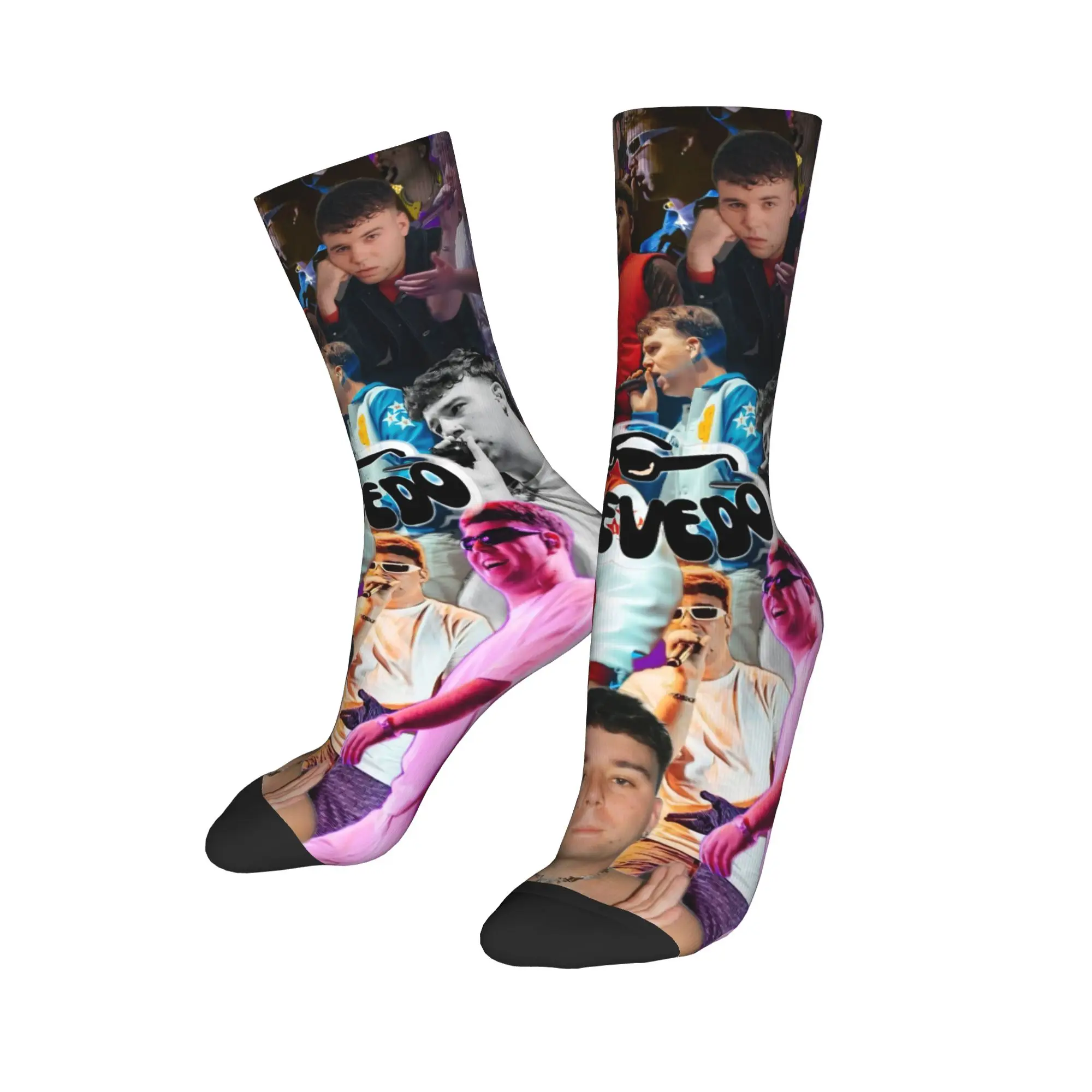 Quevedo cantor meias antiderrapantes adultos homens médio macio correndo meias inverno retro gráfico meias