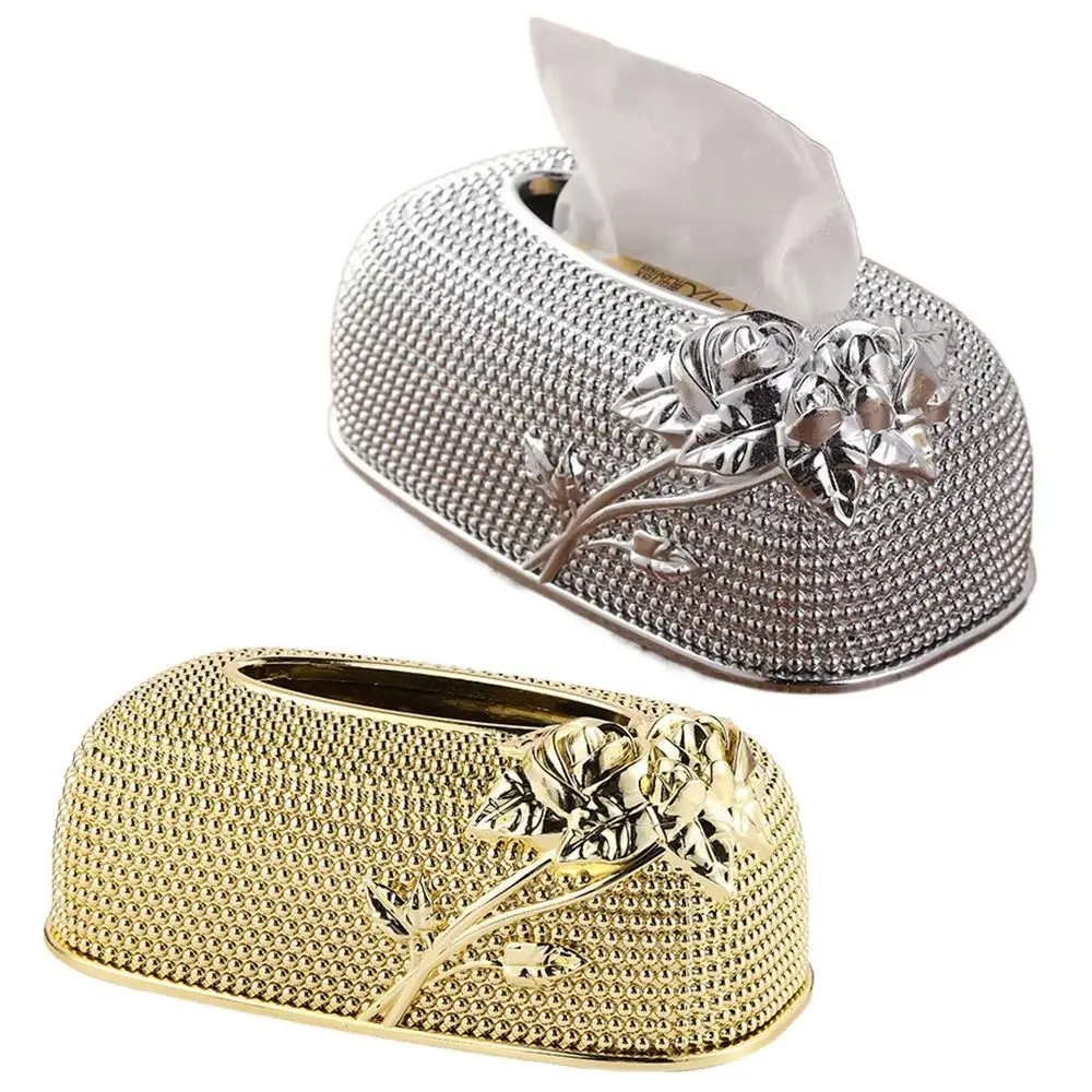 

Waterproof European-style Tissue Box Large-capacity Rose Flower Pattern Desktop Tissue Container moisture-proof Luxury