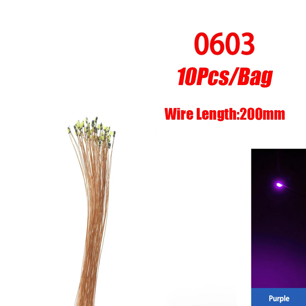10 teile/los 0402 0603 SMD Lampe Wired Micro Led Vorgelötet Micro Litz Wired Chip 20 cm 3 V Eisenbahn modell Szenen