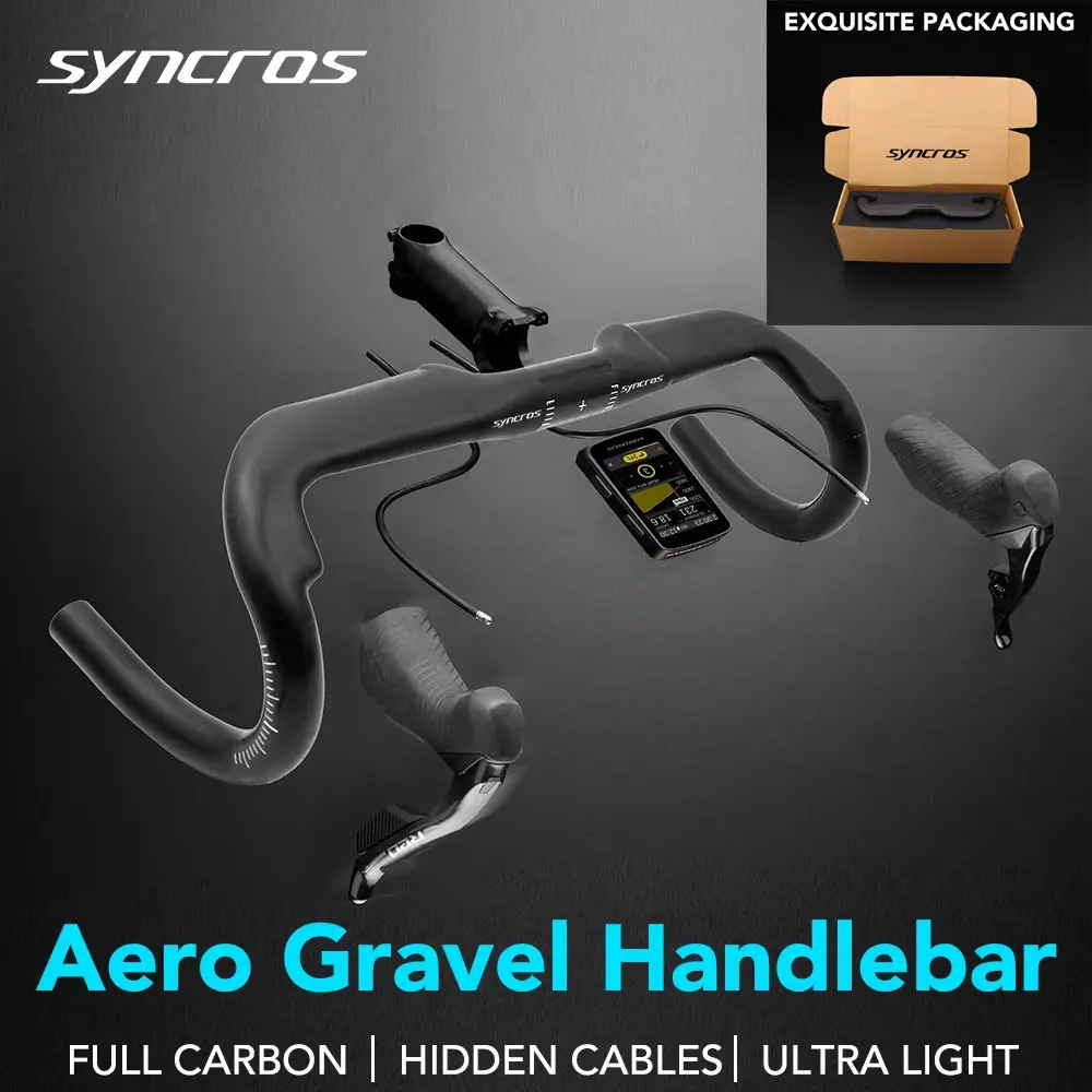 Syncros t1000 aero cascalho guiador preto fosco metade roteamento interno bicicleta de estrada 340mm/360mm/380mm guiador cascalho ciclocross
