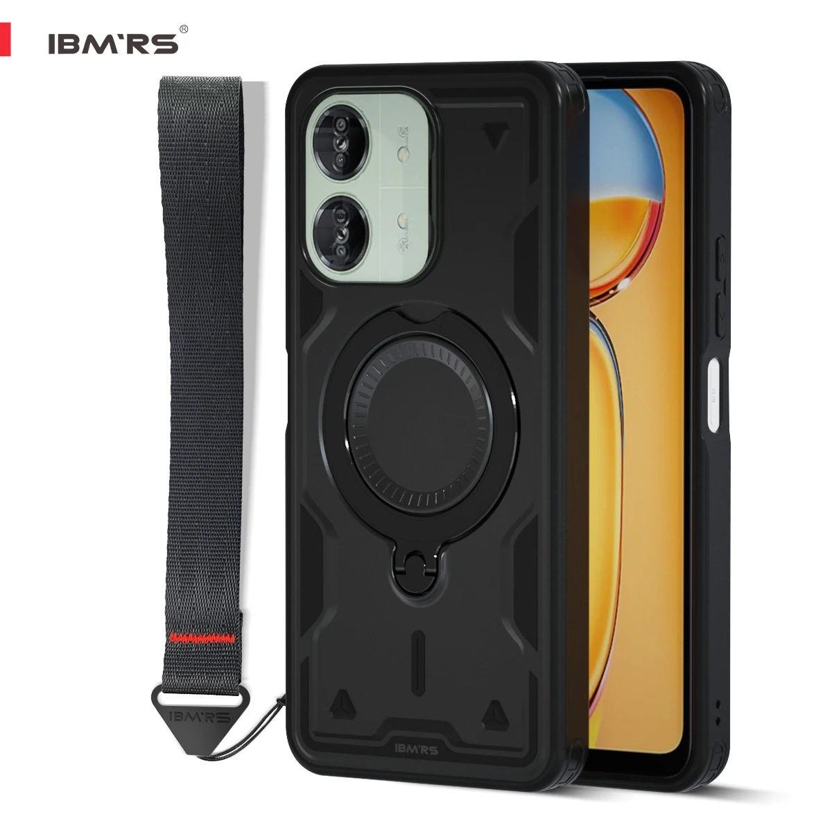 

for Redmi 13C/13R/POCO C65/POCO M6 Phone Case Magnetic Shockproof with Stand & Lanyard [IBMRS Compatible] Heavy Duty Cover
