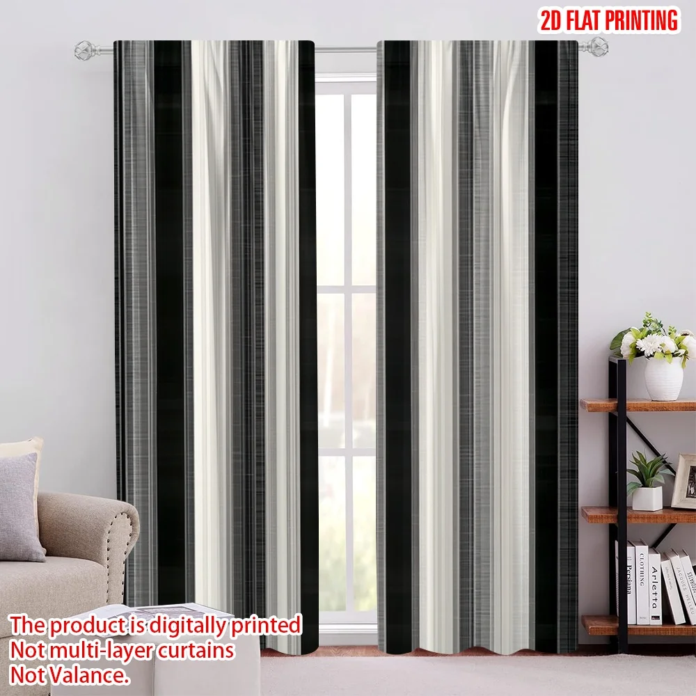 

2Pcs 2D flat printingRetro Curtain Classical Vertical Stripes Texture Old Fashioned Display Artwork Suitable For Living Room