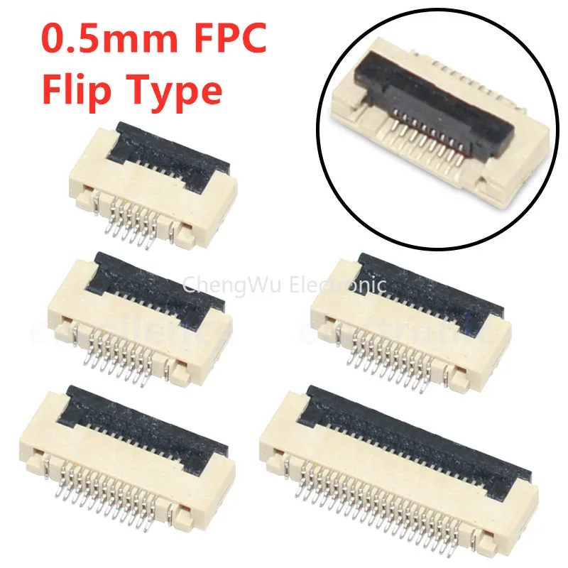 5PCS FFC/FPC Connector Flat Cable Socket 0.5MM Adapter 4/5/6/8/9/10/12/14/16/18-40P Down Flip Type