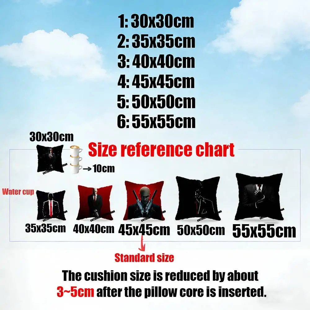 For Agent 47 Hitman Throw Pillow Case 30cm 40cm Car Custom Square Pillowcase Pad Cushion Cover view 2
