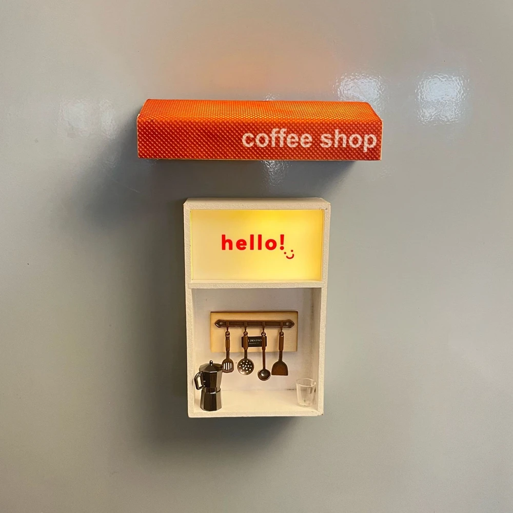 

Creative Magnetic Illumination Convenience Store Rain Shed Refrigerator Sticker Home Simulation Miniature Stall Home Atmosphere