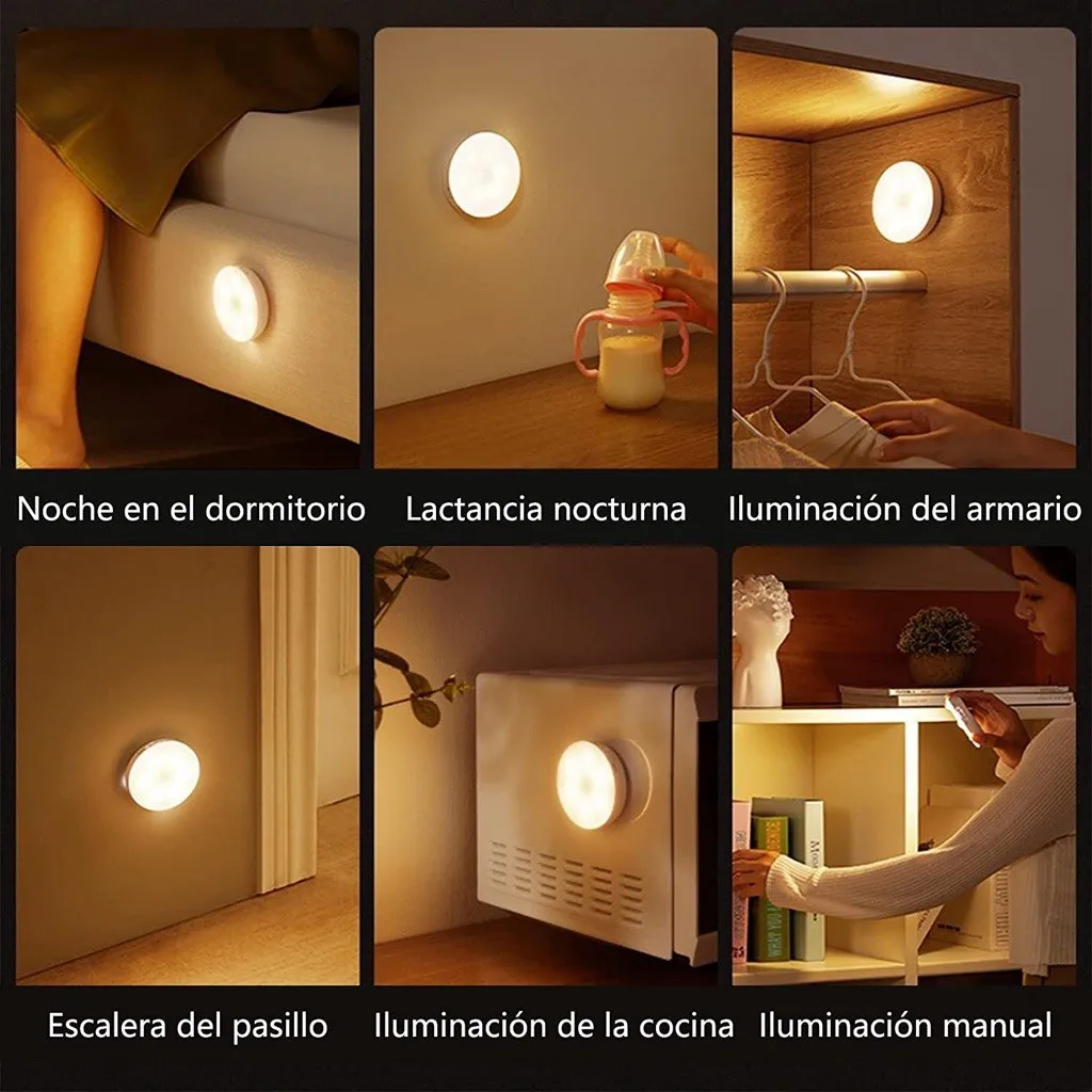 6pcs Smart Human Body Sensor Light, USB Rechargeable NightLight, Stair Light Creative Led Bedside Light, Bedroom HomeLight