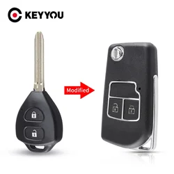 KEYYOU Modified 2/3 Buttons Remote Car Key Shell Folding Flip Key Case Cover For Toyota Camry Corolla Reiz RAV4 Auto Key