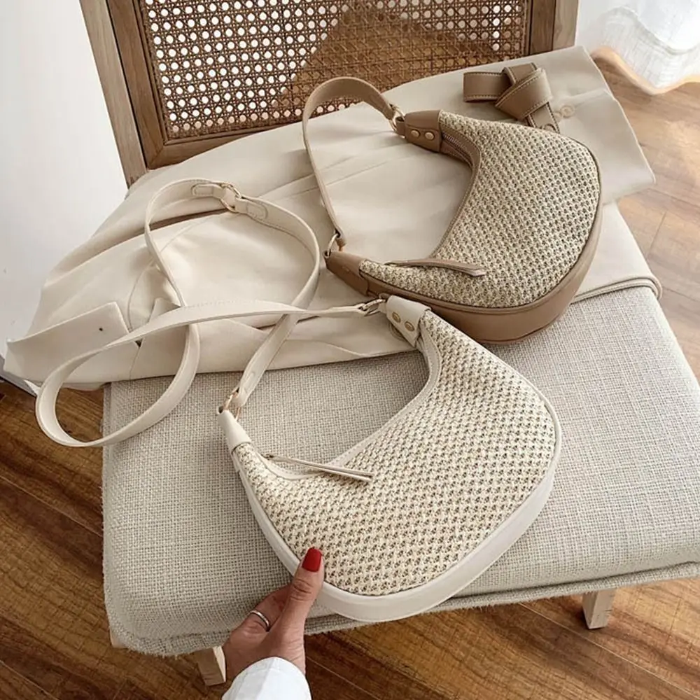 

Fashion Summer Woven Straw Bag Designer Vacation Single Shoulder Bag Leisure Bohemian Crossbody Hobo Bag Handbag