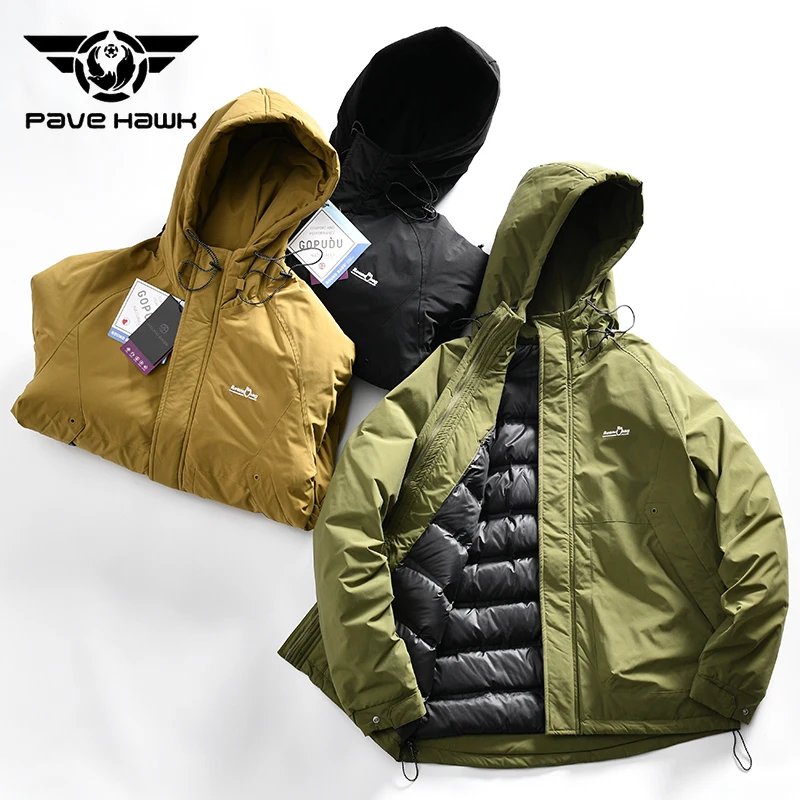 Men\'s Waterproof Down Jacket Thickened Warm Windproof Hooded Charge Coat Outdoor Sports Hiking Camping Climbing Jackets Male