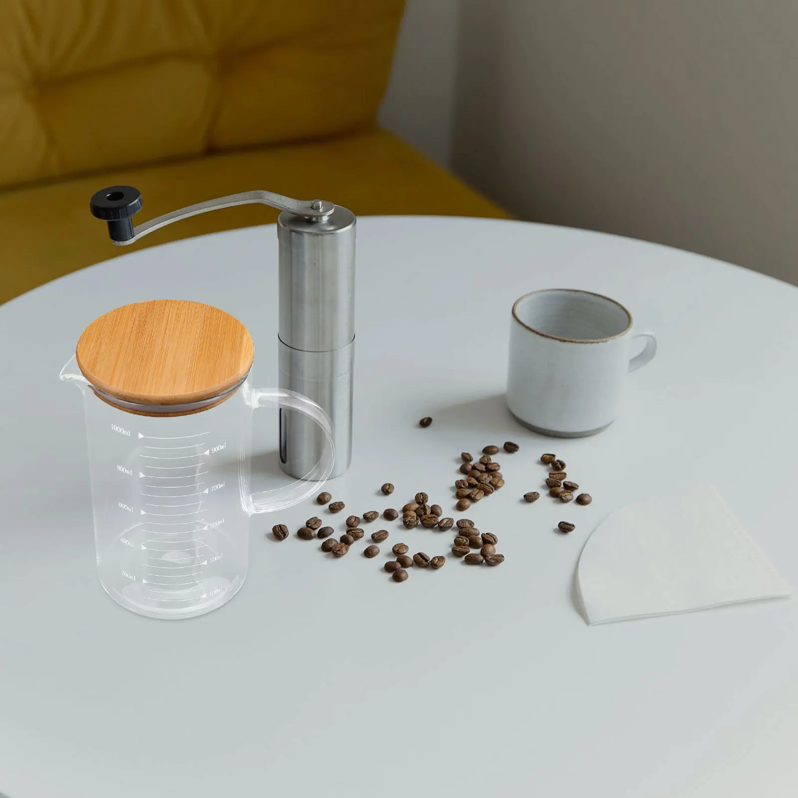 

1000Ml Glass Measuring Cup with Handle and Lid Clear Graduated Container for Juice Coffee Water Milk Kitchen Essentials Liquid