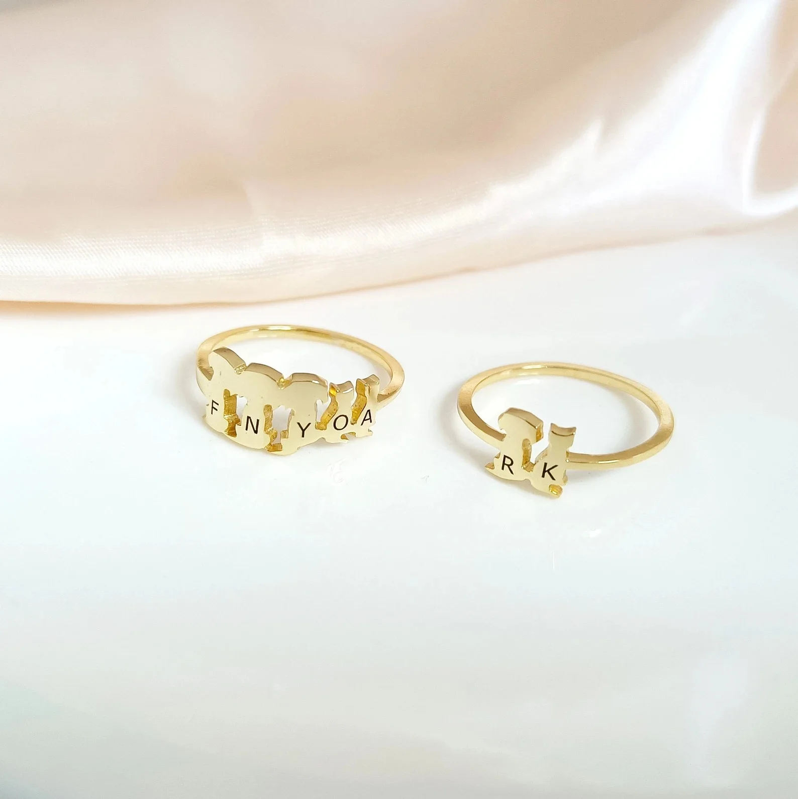 

Personalized Family Kids Animal Jewelry Custom Animal Lover Ring Letter Jewelry Initial ring Pet Memorial Jewelry Pet Lover Gift