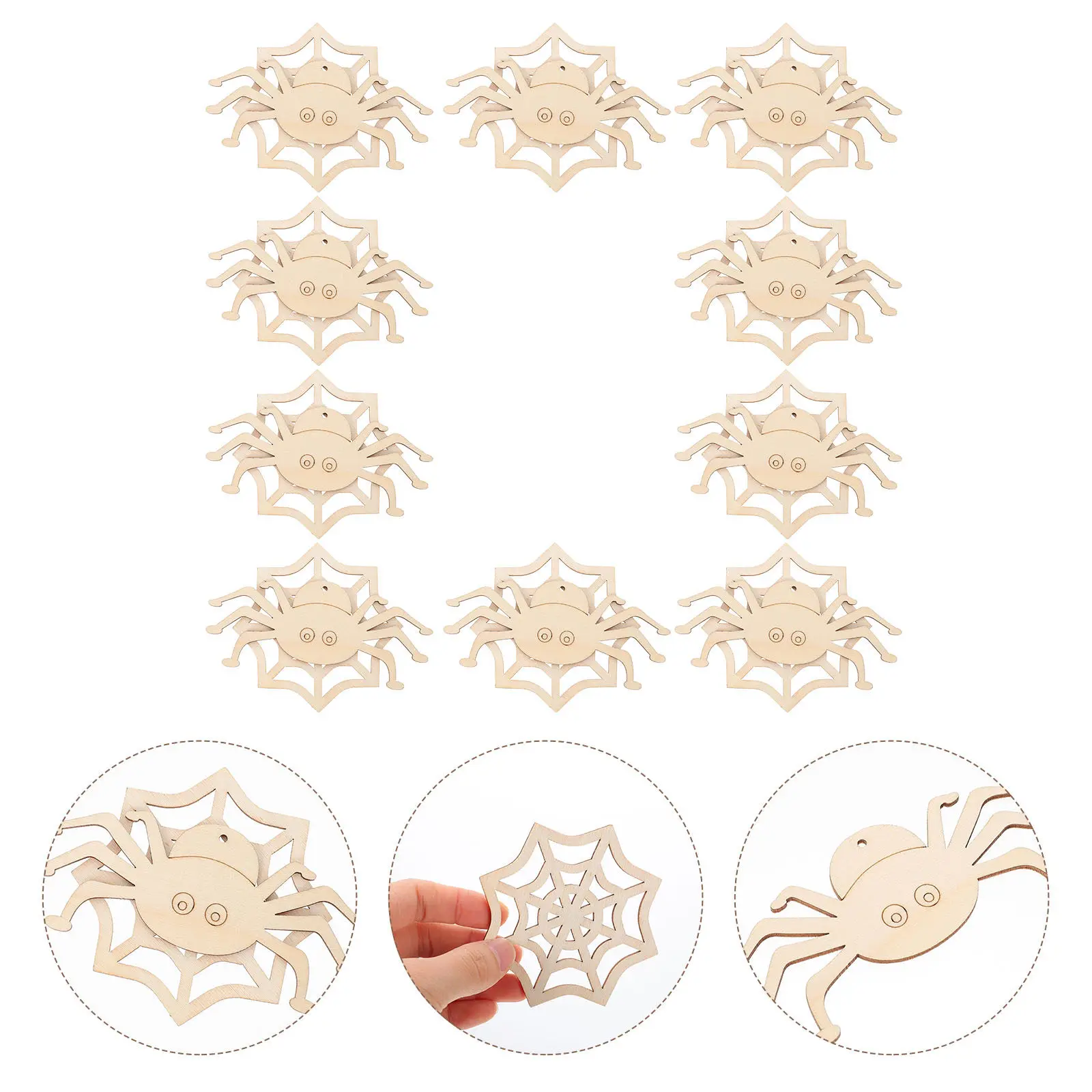 Halloween Wooden Slices DIY Craft Blanks – 20pcs Unfinished Decorative Cutouts for Painting & Party Decorating