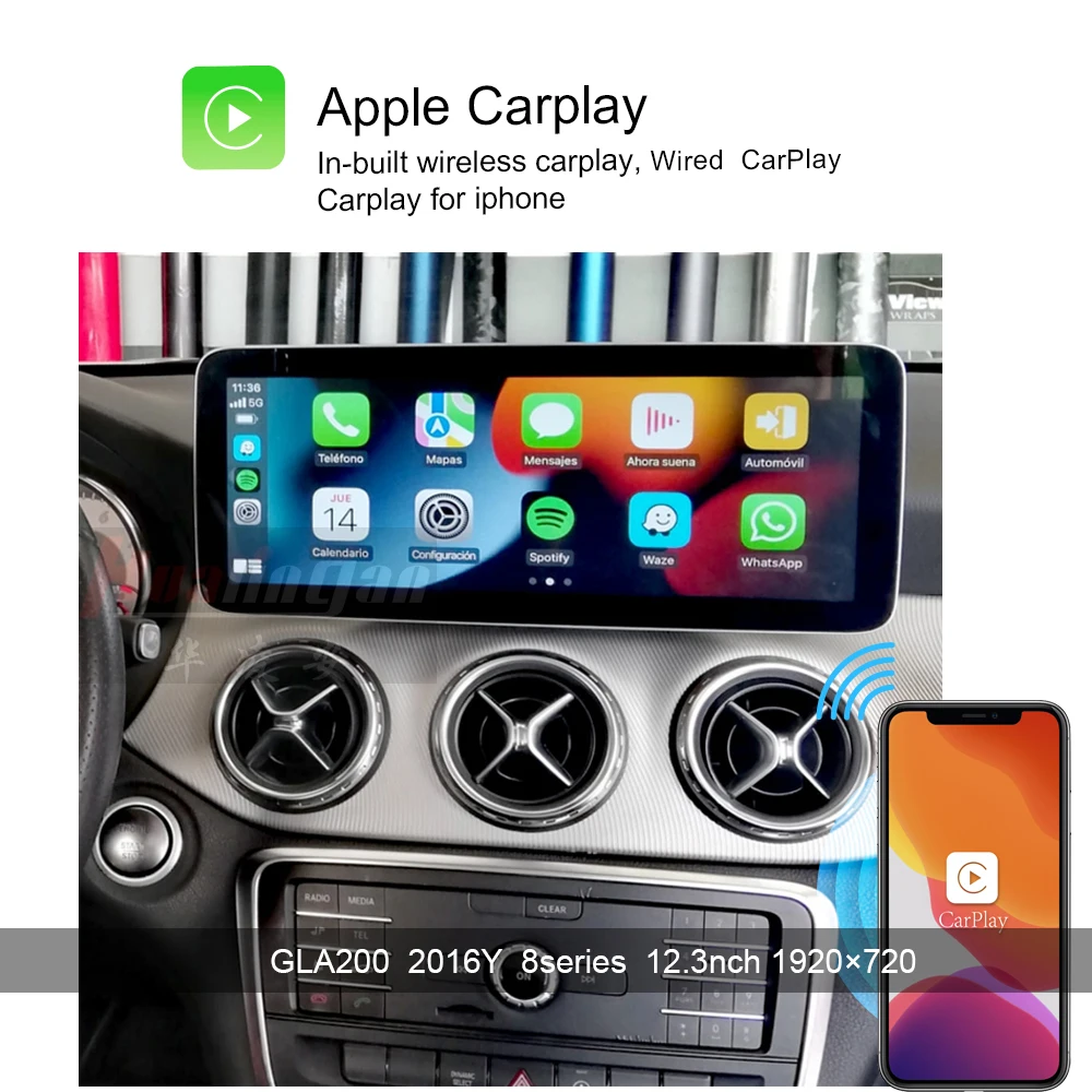 

Hualingan Android 12.3inch nawigacja Android Auto for Mercedes GLA CLA 2015 2016 2017 2018 ntg5.0 Apple CarPlay multimedialna