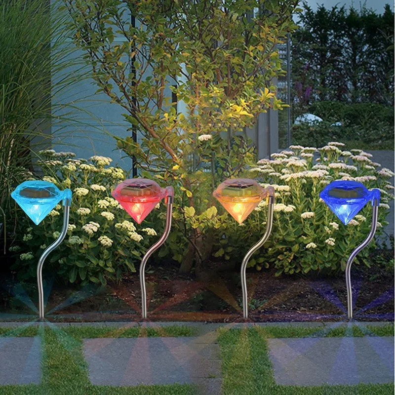 Lampes solaires LED multicolores Proy Diamond, jardin, cour, parterre de fleurs, fêtes