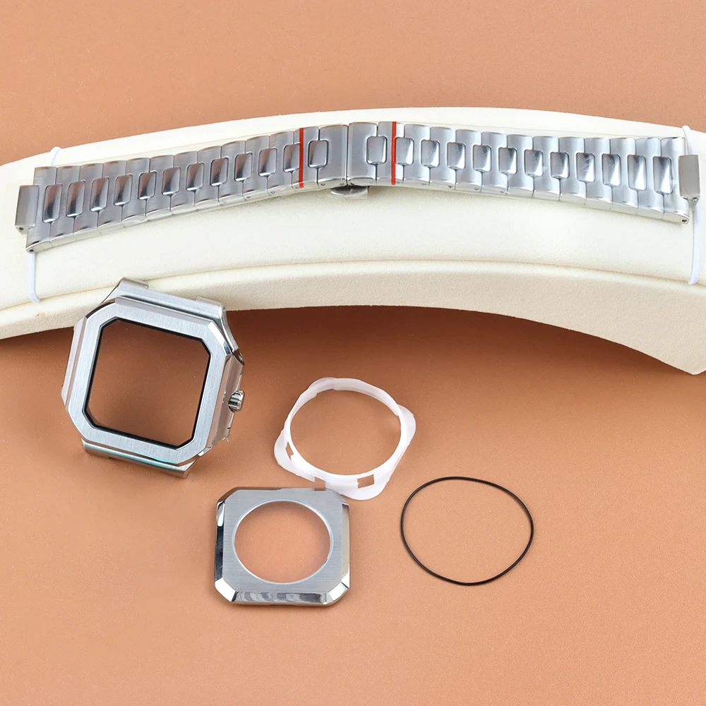 38 مللي متر مع سوار الفولاذ المقاوم للصدأ لحركة NH35 NH36 NH38 29.5 مللي متر الهاتفي الياقوت الزجاج كابيتوس ساعة اكسسوارات